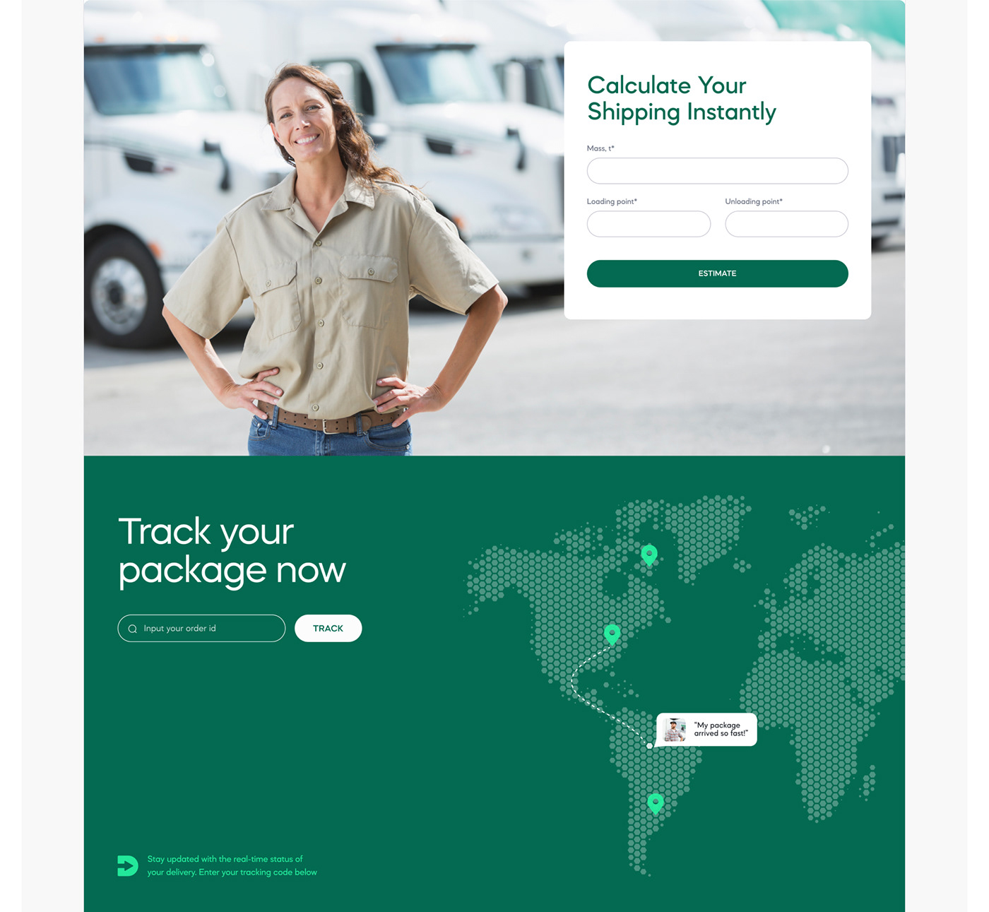 UI/UX ui design landing page Web Design  Logistics delivery transportation eco green brand identity