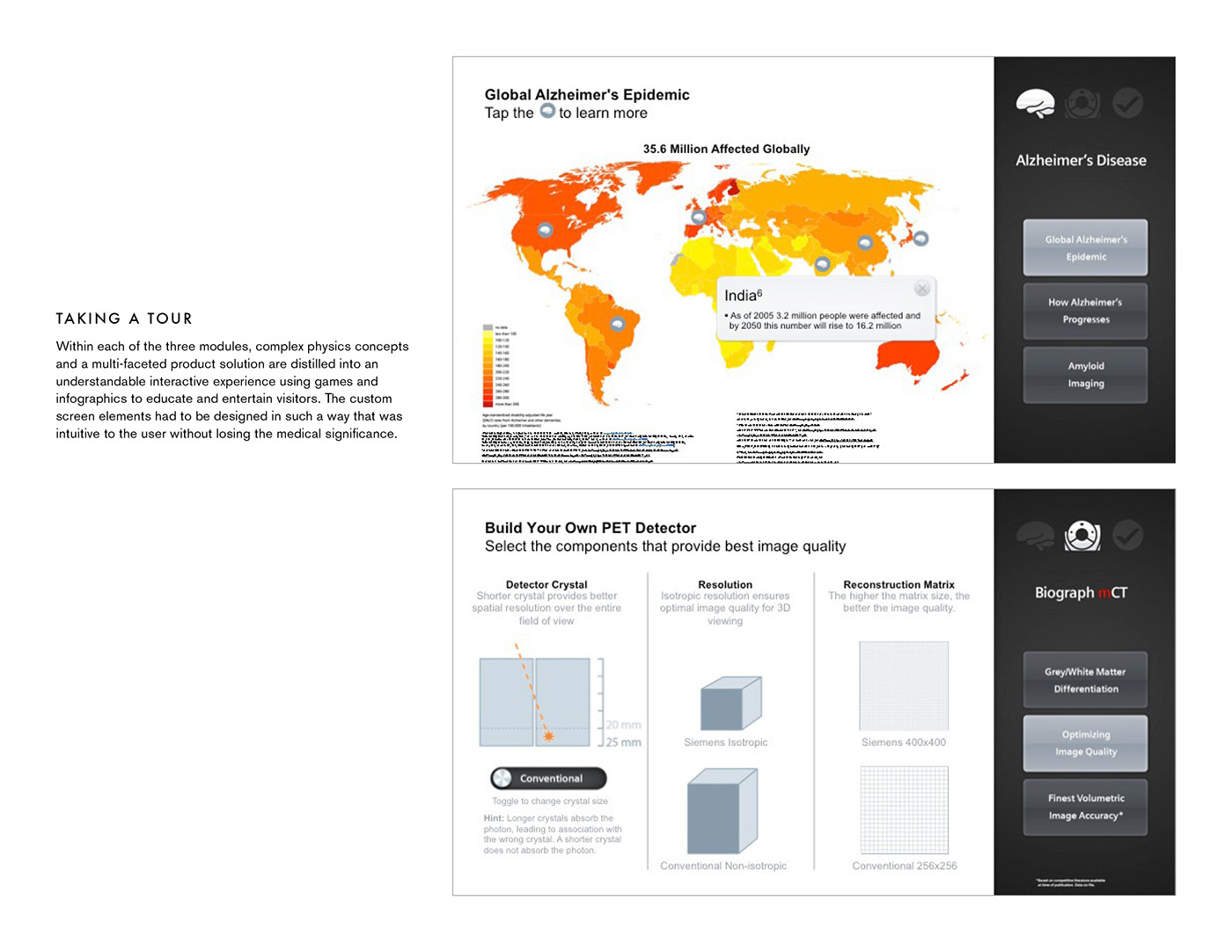 interactive Icon design UI touchscreen infographics healthcare tradeshow medicine Siemens