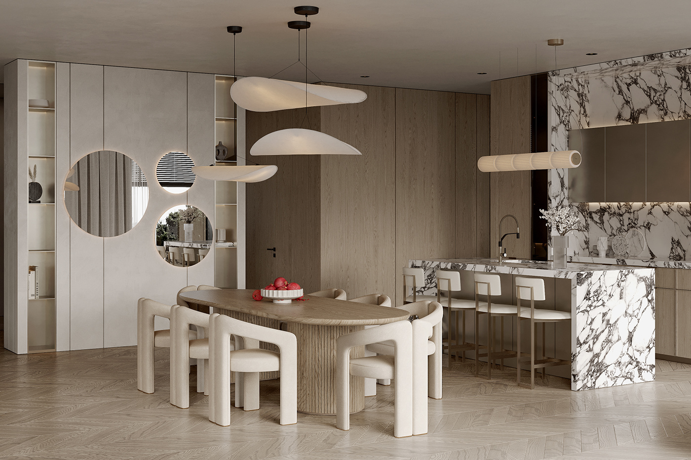 3ds max Interior interior design  Kitchen-living room Render visualization визуализация дизайн интерьера интерьер кухня-гостиная