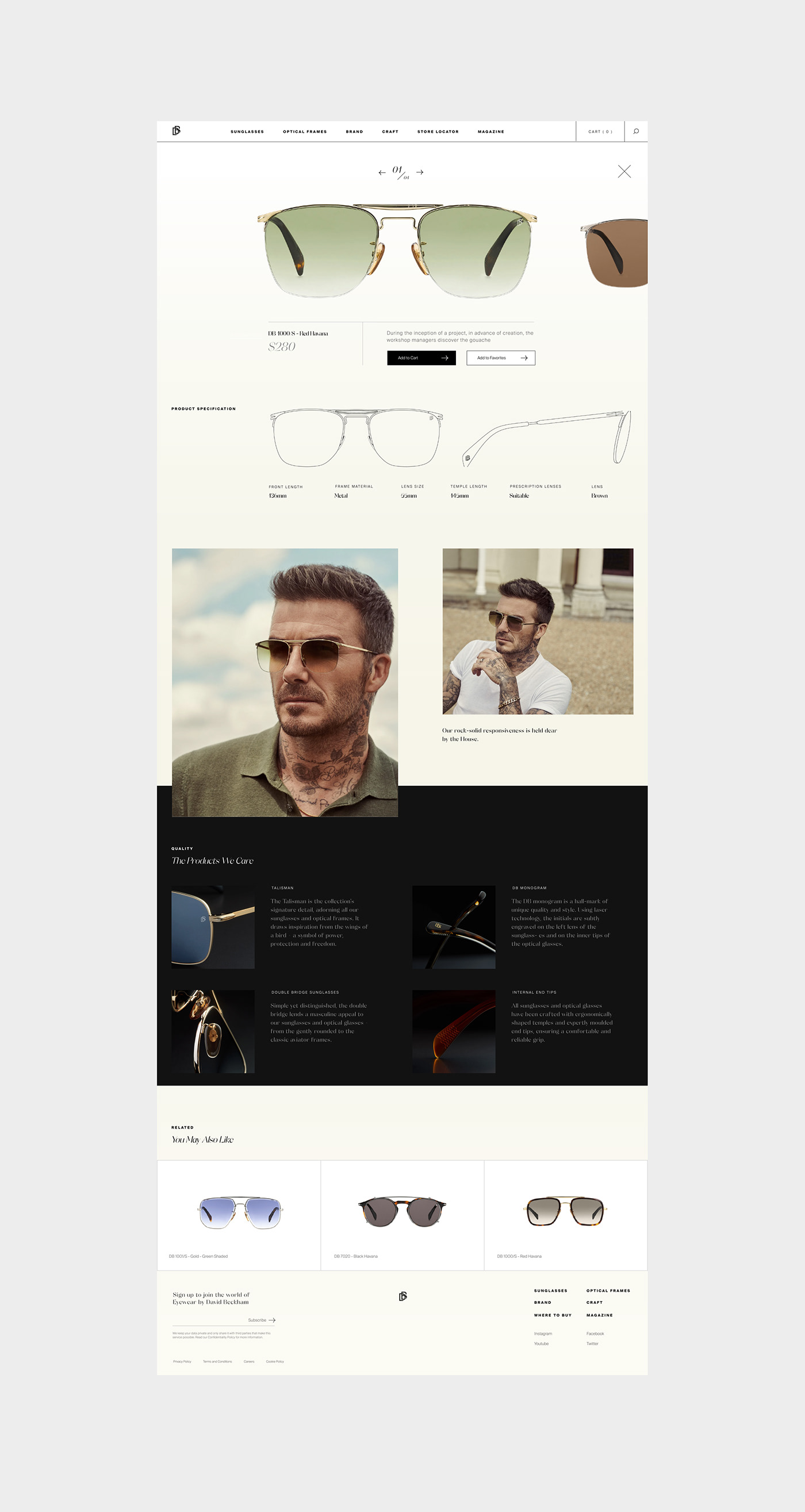 clean david beckham Ecommerce eyewear Fashion  modern Webdesign Webdevelopment