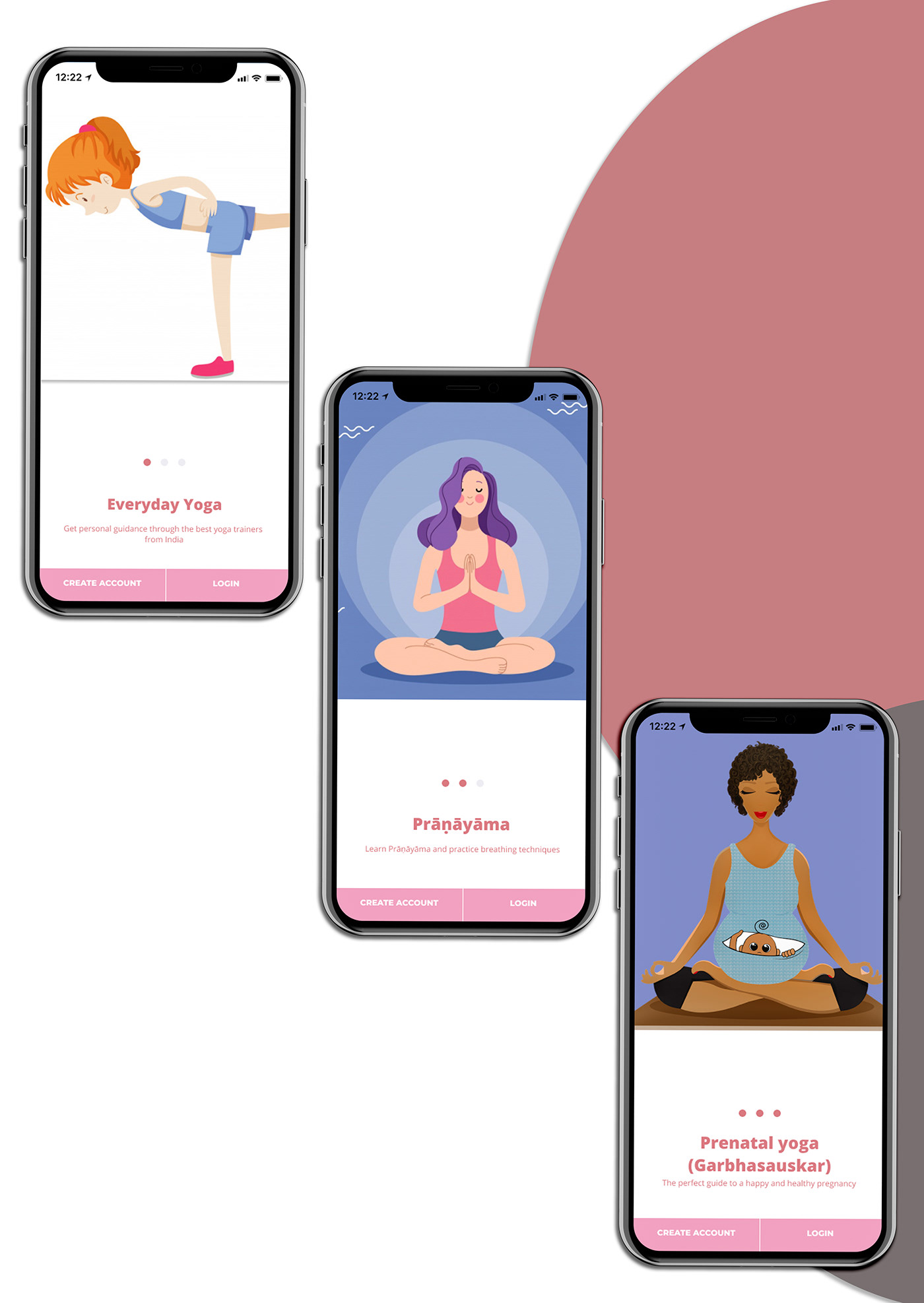 UI ux ui ux Yoga fitness application prenatal yoga daily yoga pranayama yoga app