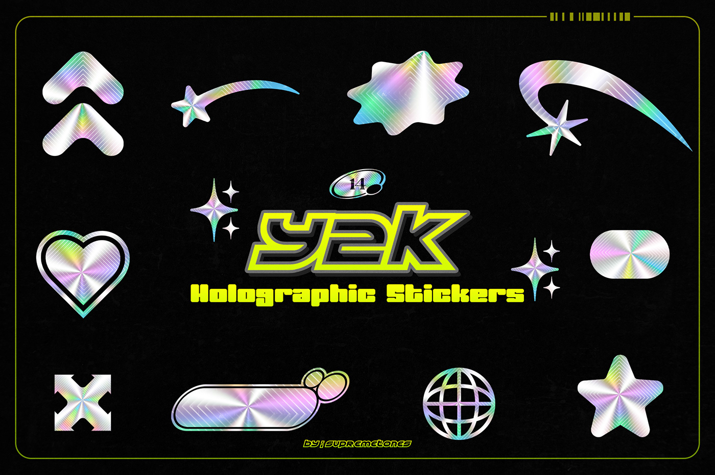 holographic sticker Y2K photoshop asset