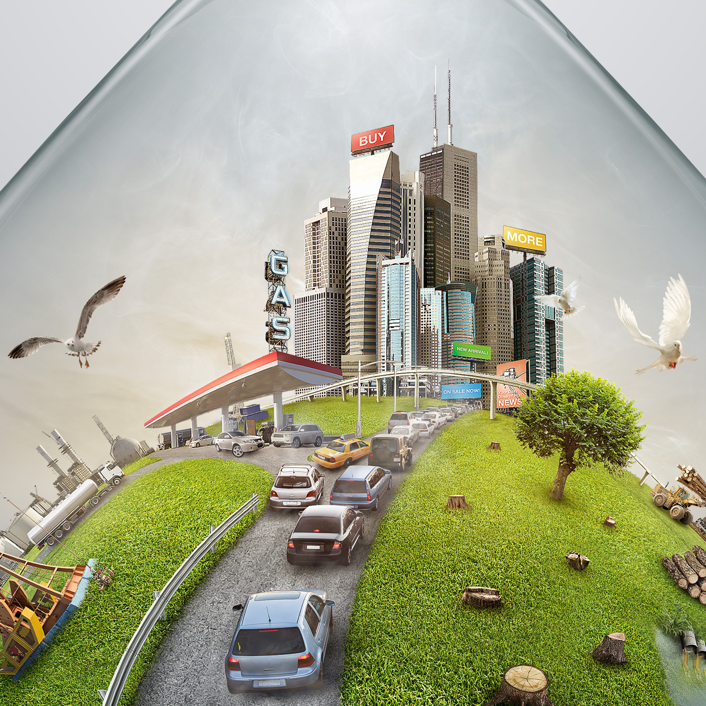 climate change global warming time pollution indonesia jakarta creative retouch digital imaging 