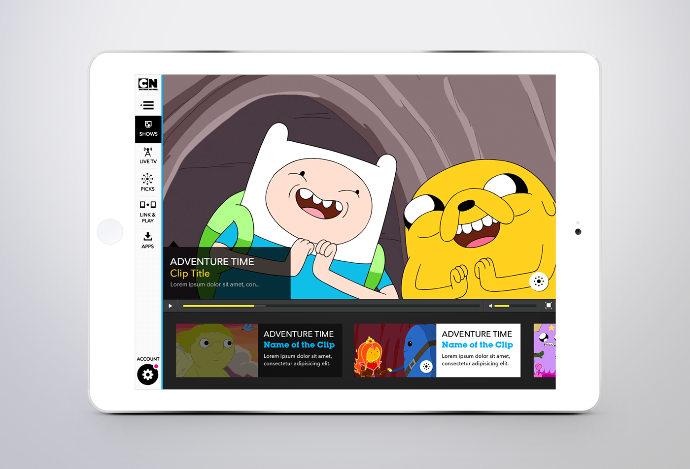 design interaction app cartoon network Adventure Time UI ux strategy wireframe Heuristics