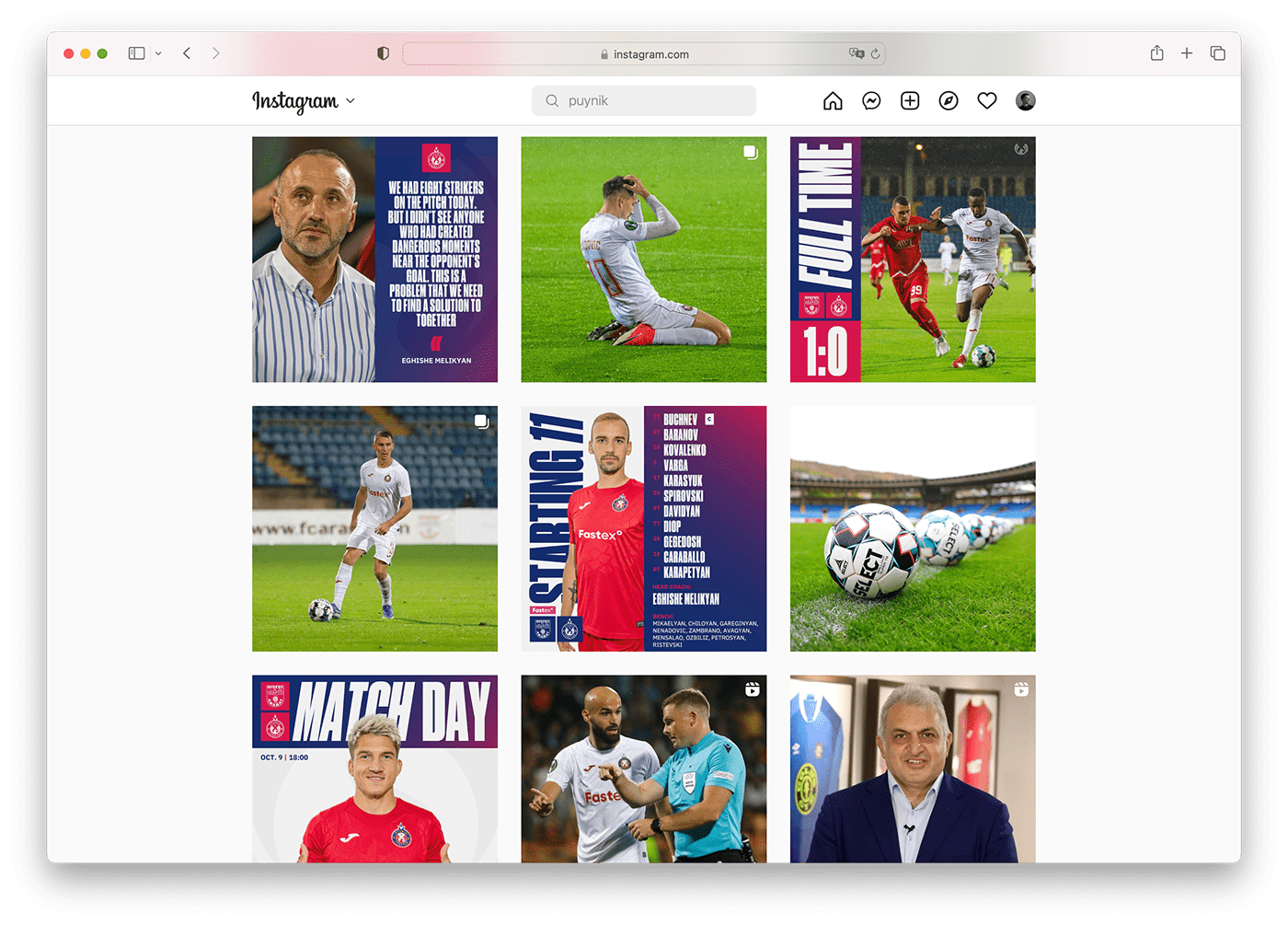 football football design instagram Premier League Pyunik soccer social media sports templates