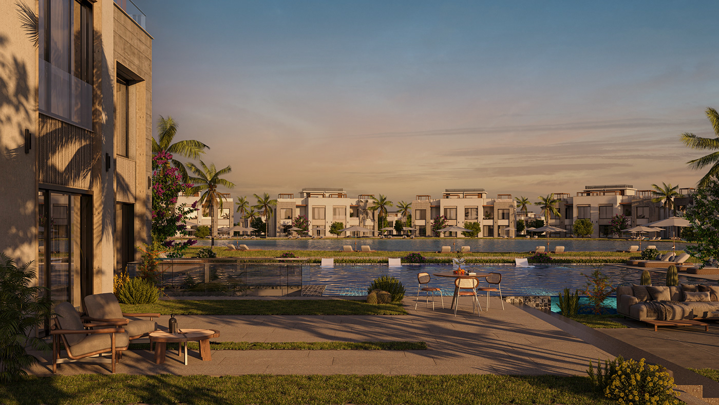 architecture visualization exterior Render 3D archviz visual identity Villa Swimmingpool compound design