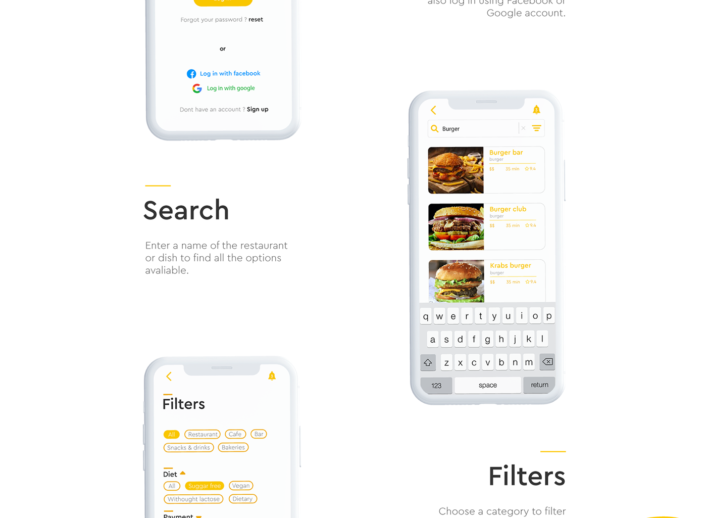 food app Restaurant app delivery app UI/UX app design UI ux Food  delivery ISO