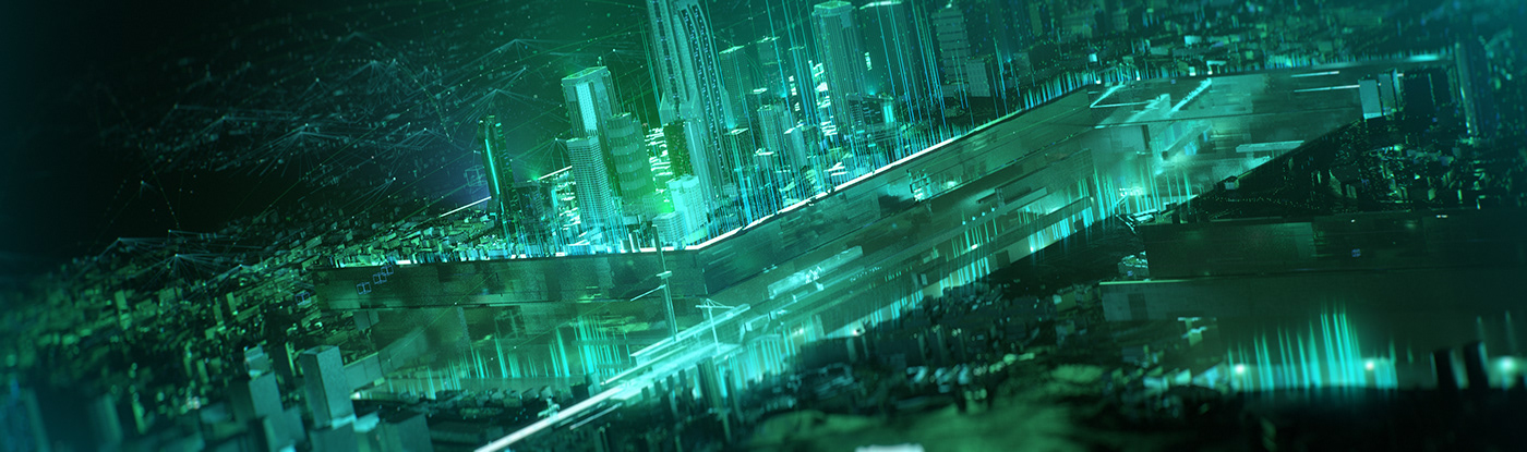 city Cyberpunk dimaflood future futuristic HUD Interface particles sci-fi broadcast