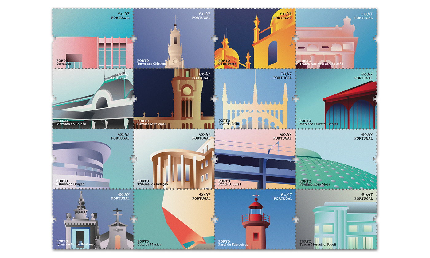 stamps Selos porto Oporto city cidade scellés ILLUSTRATION  Up Studio design