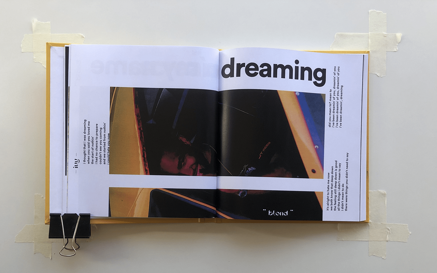 blonde book composition design frank ocean Magazine Cover Magazine design magazine layout Typeface typography  