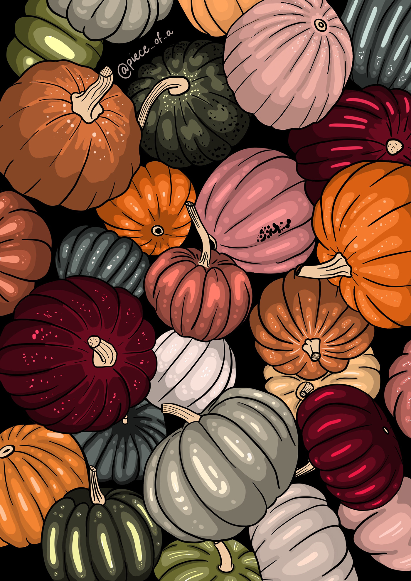 autumn food illustration ILLUSTRATION  kuchnia pattern pattern design  poster pumpkin wzór wzornictwo