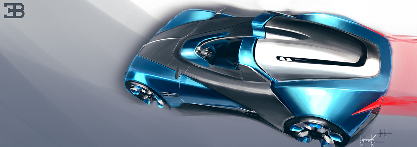 bugatti roadster concept sport car sketch 2D 3D design