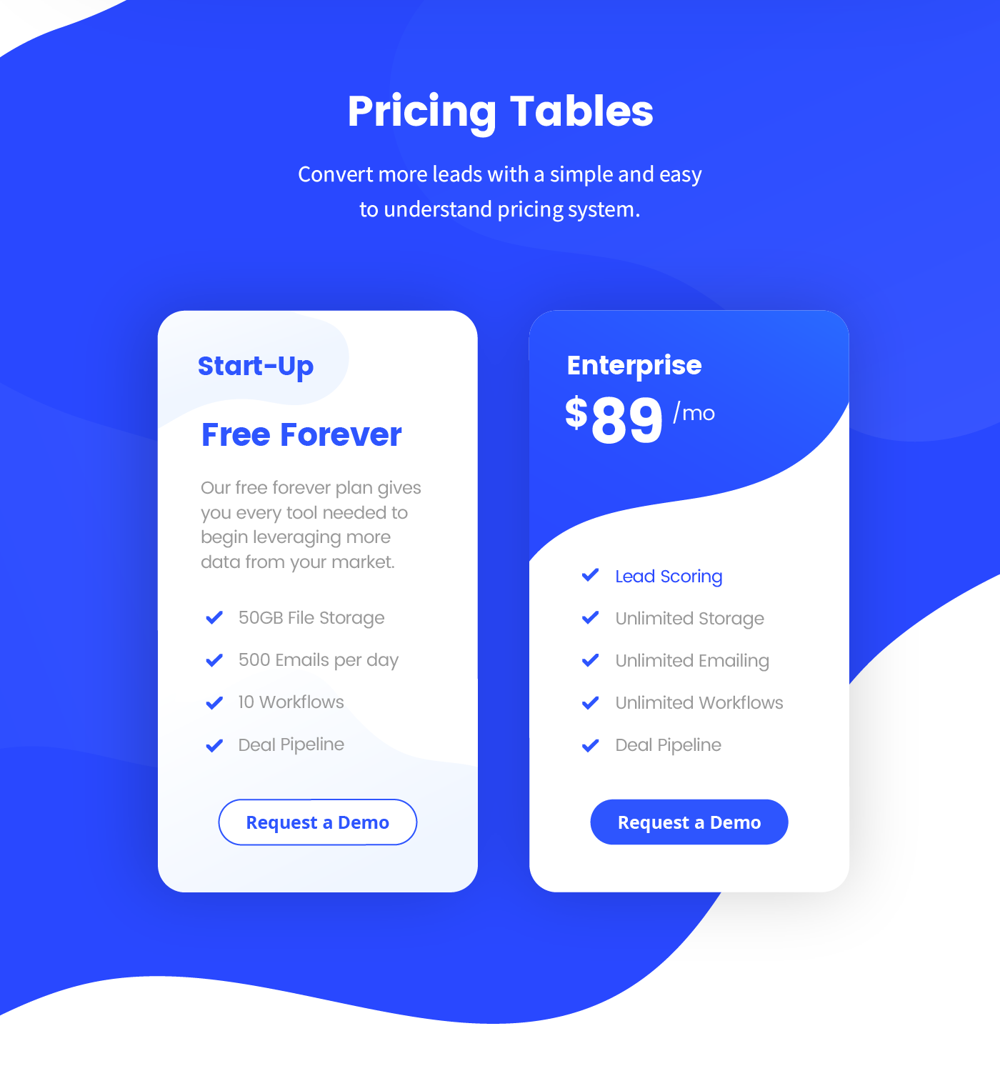 CRM SAAS UI Pricing pricing tables dashboard backend frontend Website Webdesign