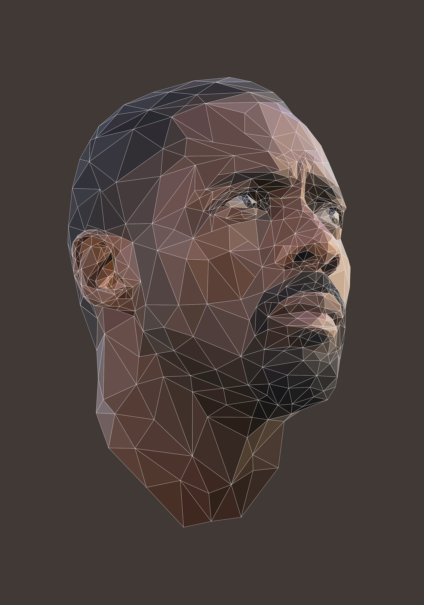 lowpoly idris Elba actor Luther BBC vector