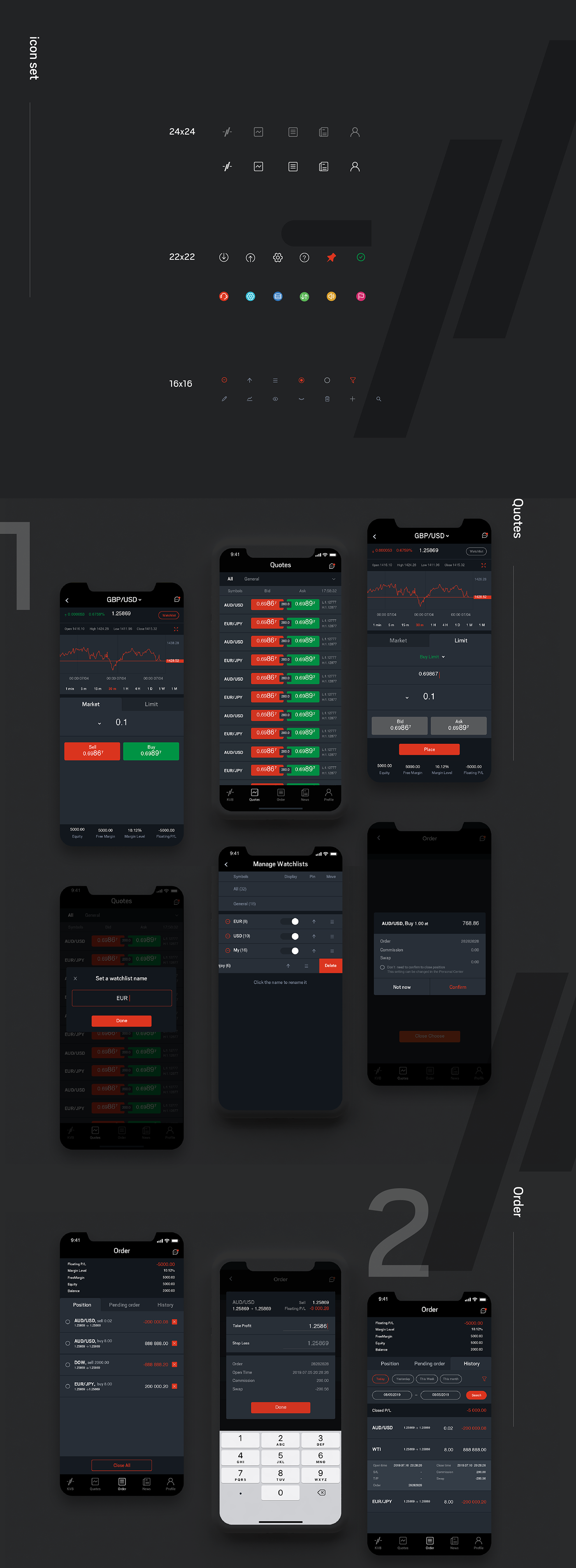app application trade trading quote brand UI ux GUI design