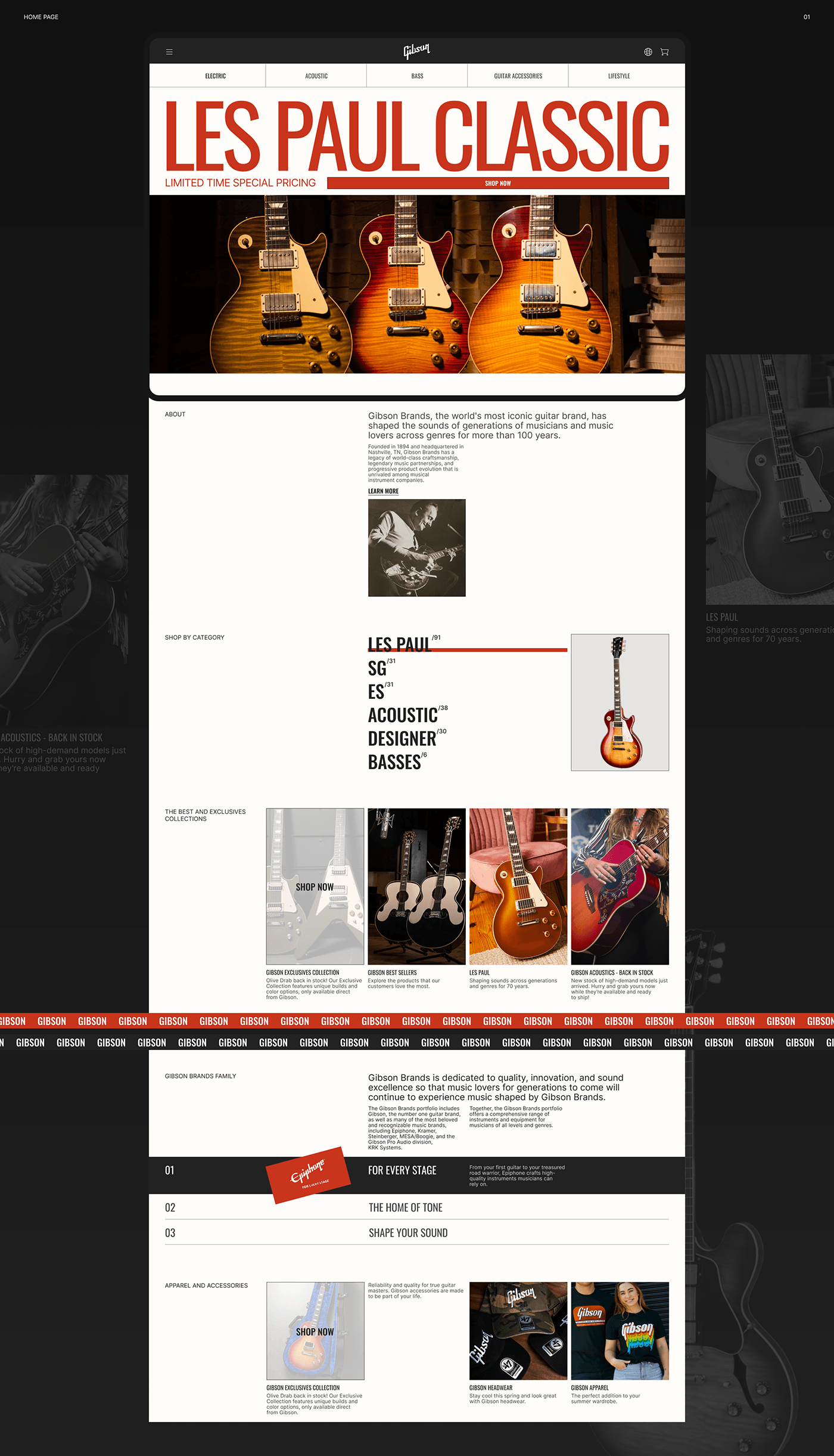 ui ux user interface Web Design  e-commerce online store guitar music Brand Design UX design ui design