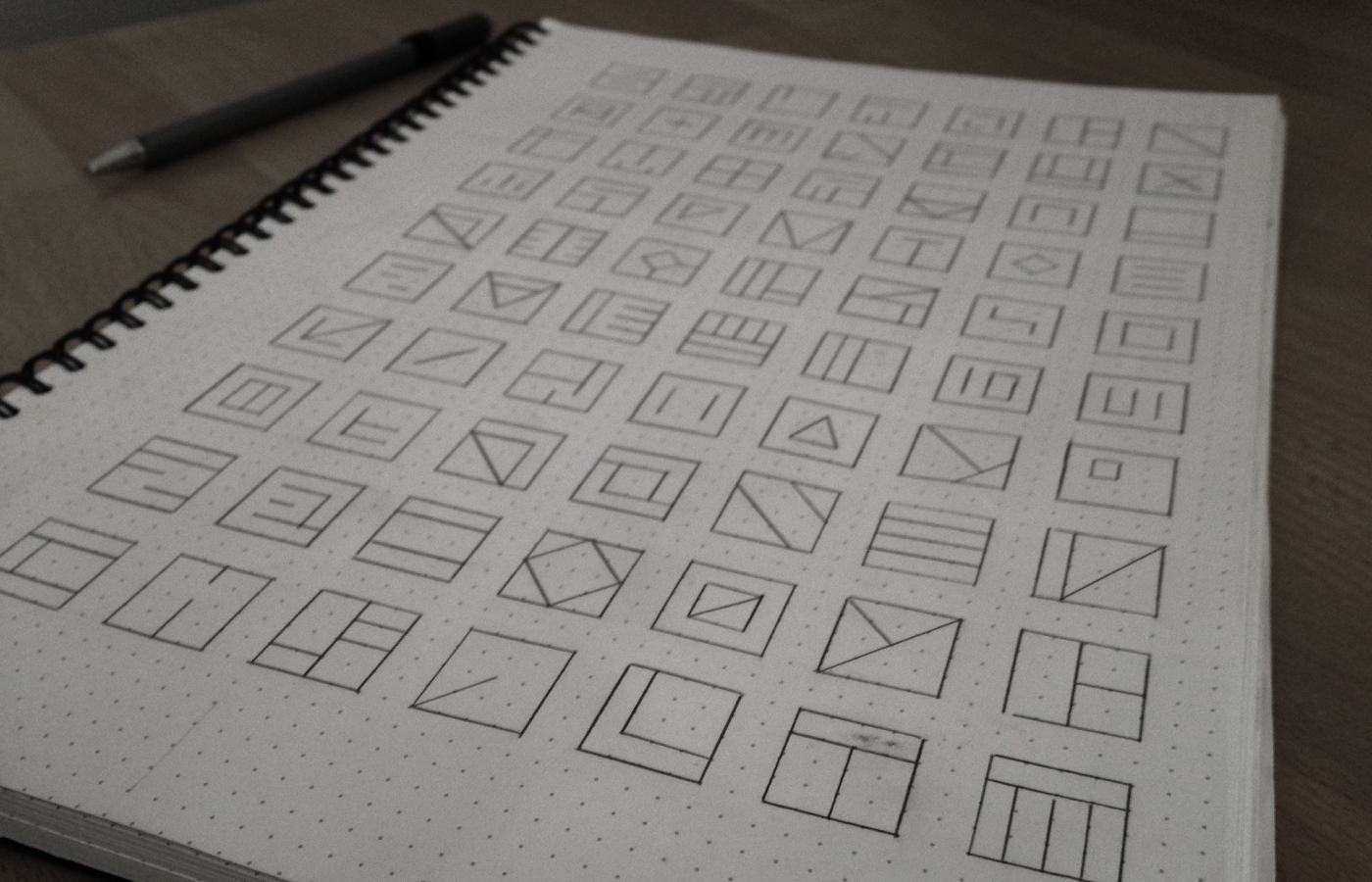 grid square shape lines dots lexicon alphabet print animation 