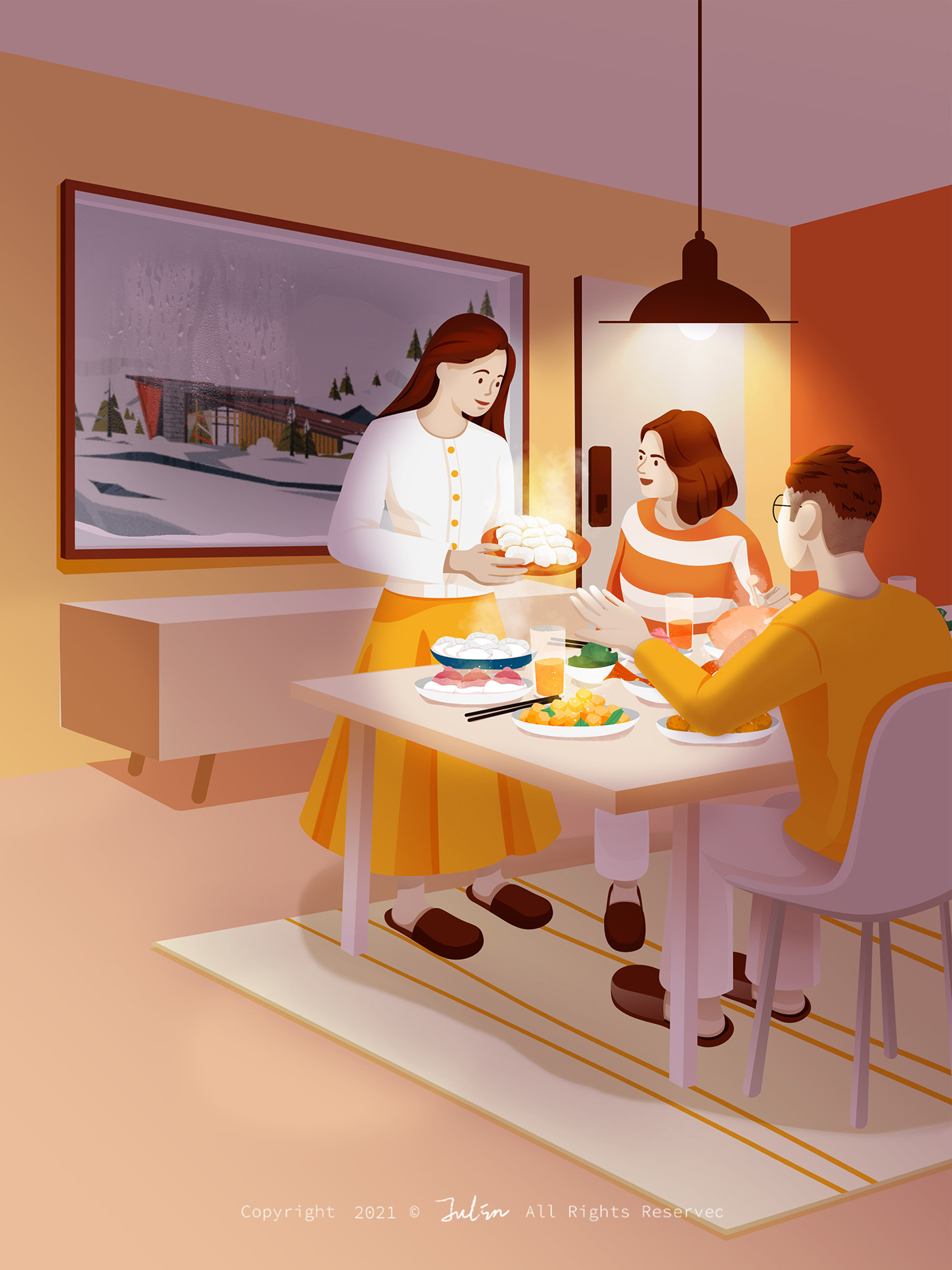 family illustration Father's Day life life-style live alone Valentine's Day