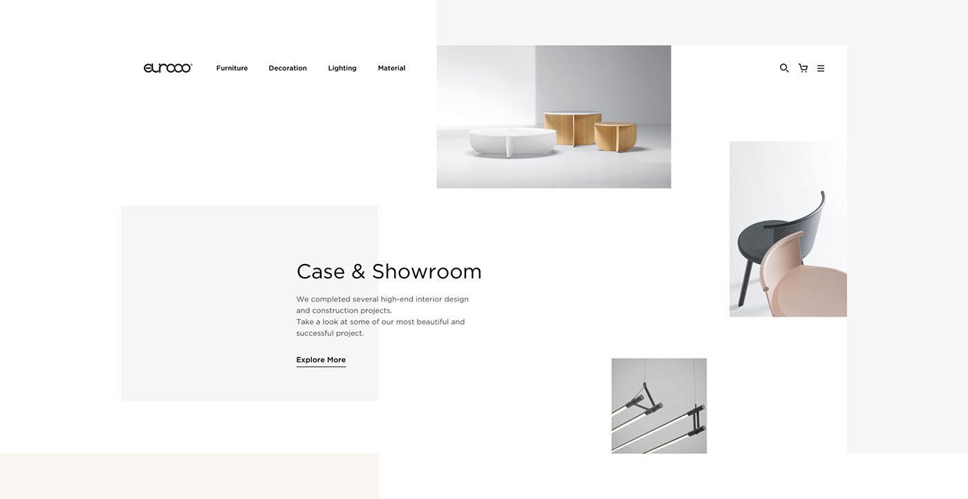 furniture Ecommerce Website minimalist page UI grid Webdesign animation 