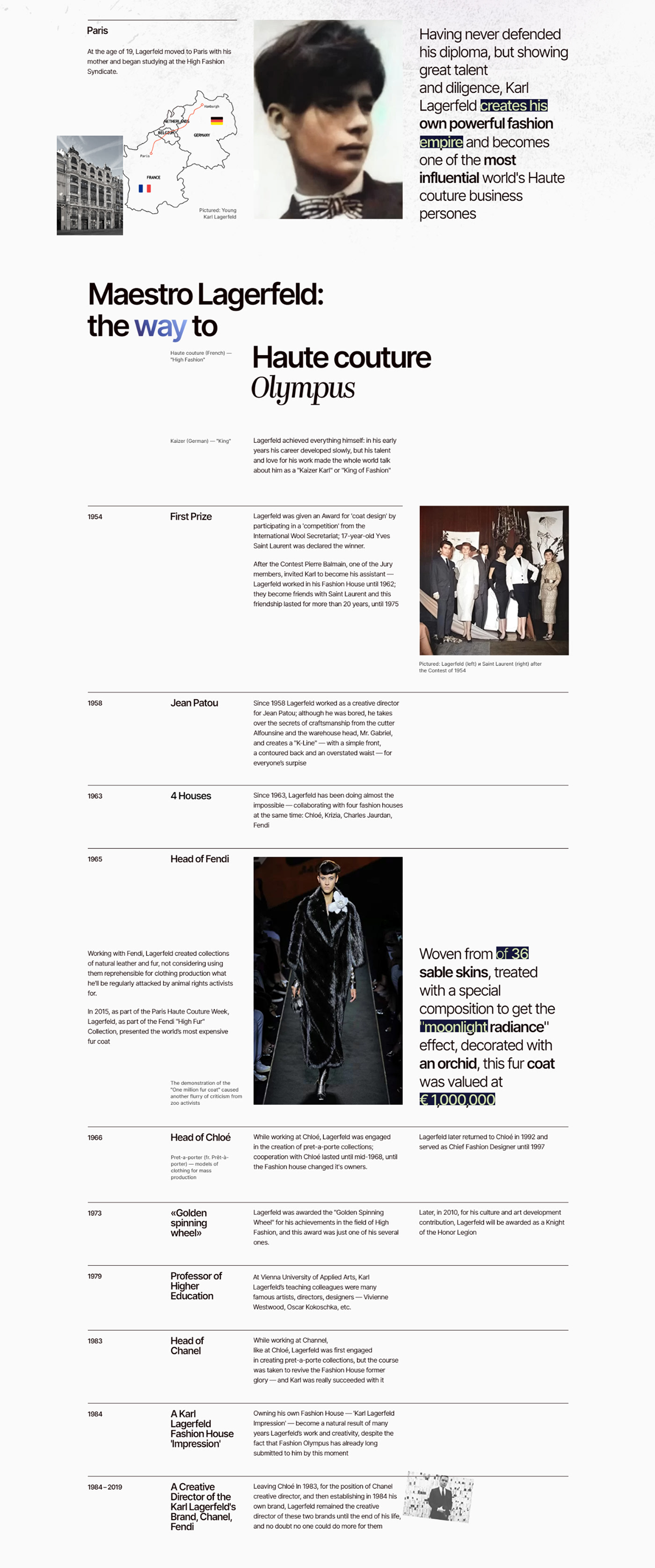 art colorful Fashion  lagerfeld longread design magazine layout Scrolling typography   UIAnimation uidesign