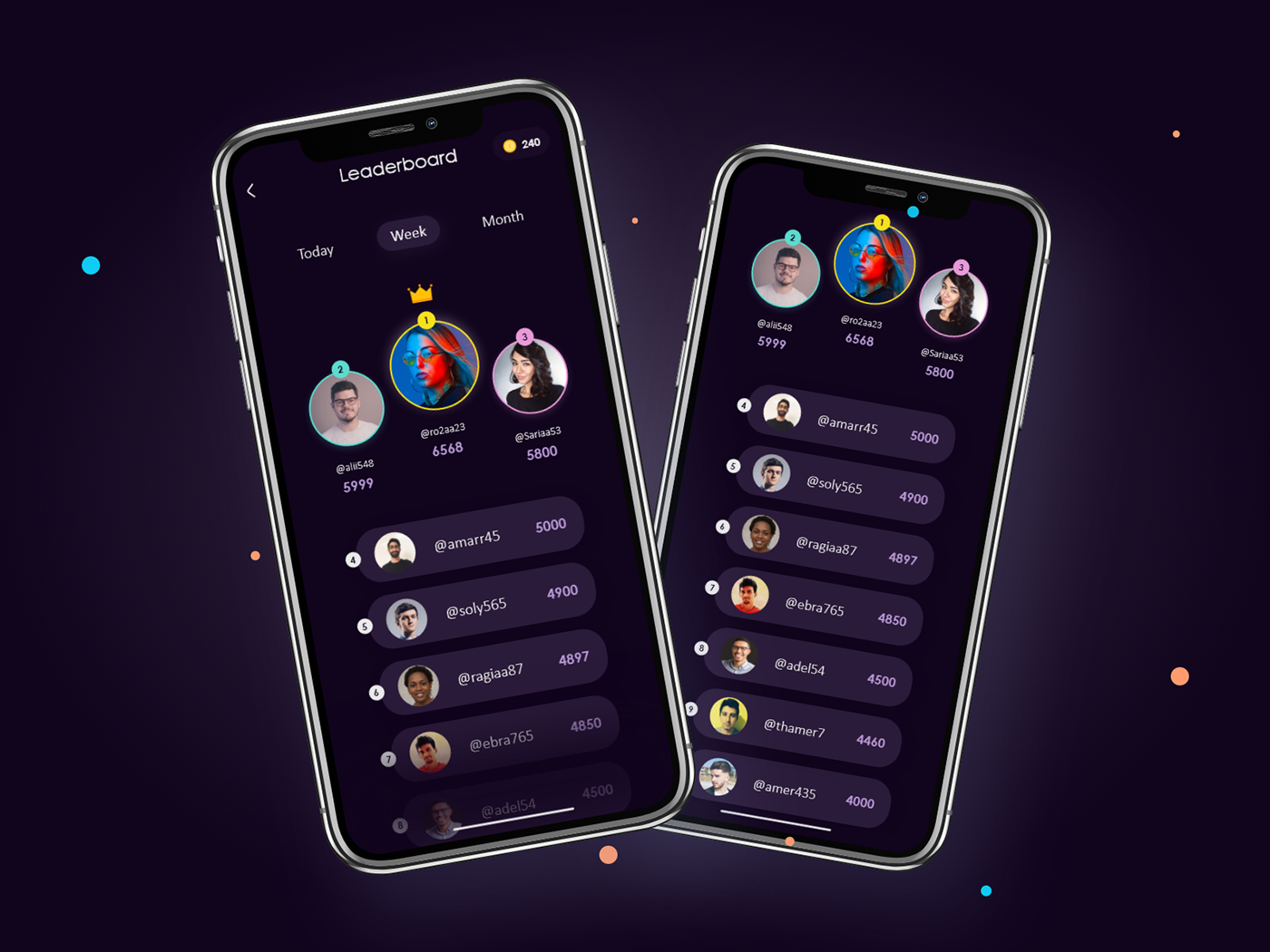 #019 #LeaderBoard app design dark game ios Leaderboard Mobile app UI/UX user interface