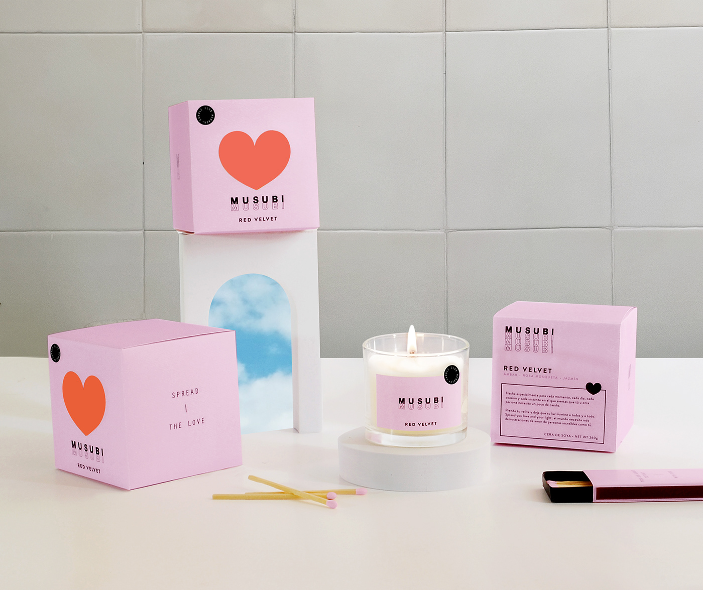 branding  candle candle packaging candles club graphic design  japanese Packaging pink velas