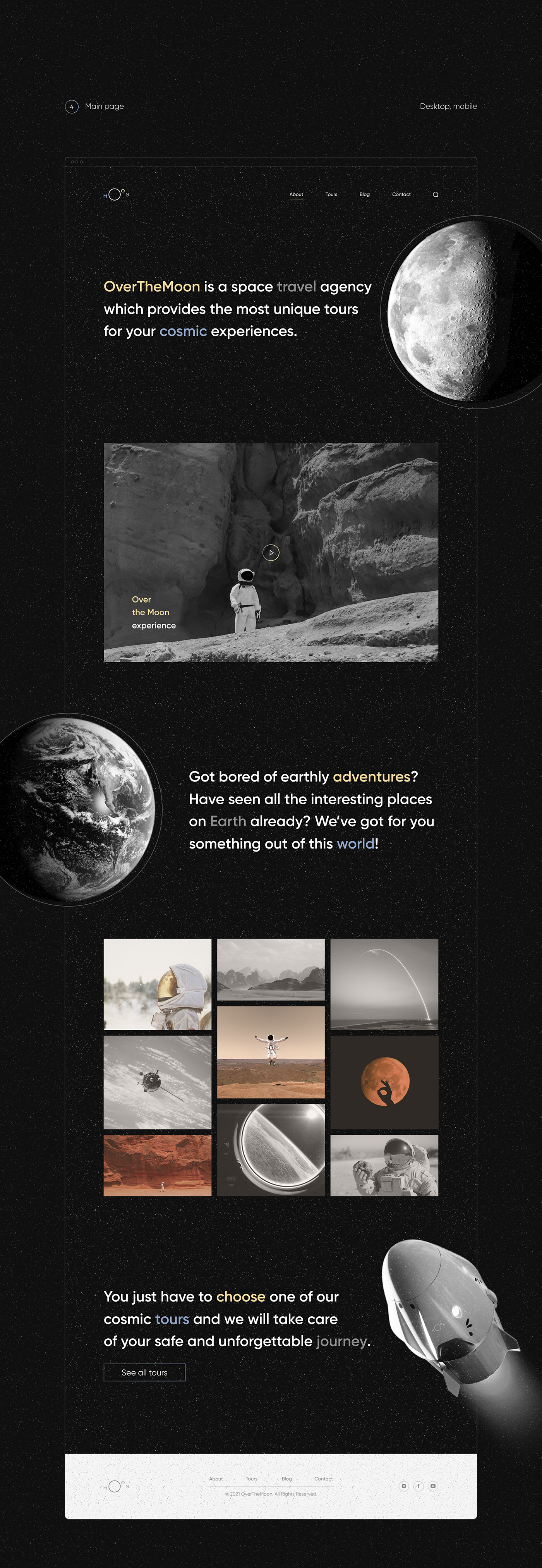 branding  mars moon Space  Travel UI Webdesign Website logo identity