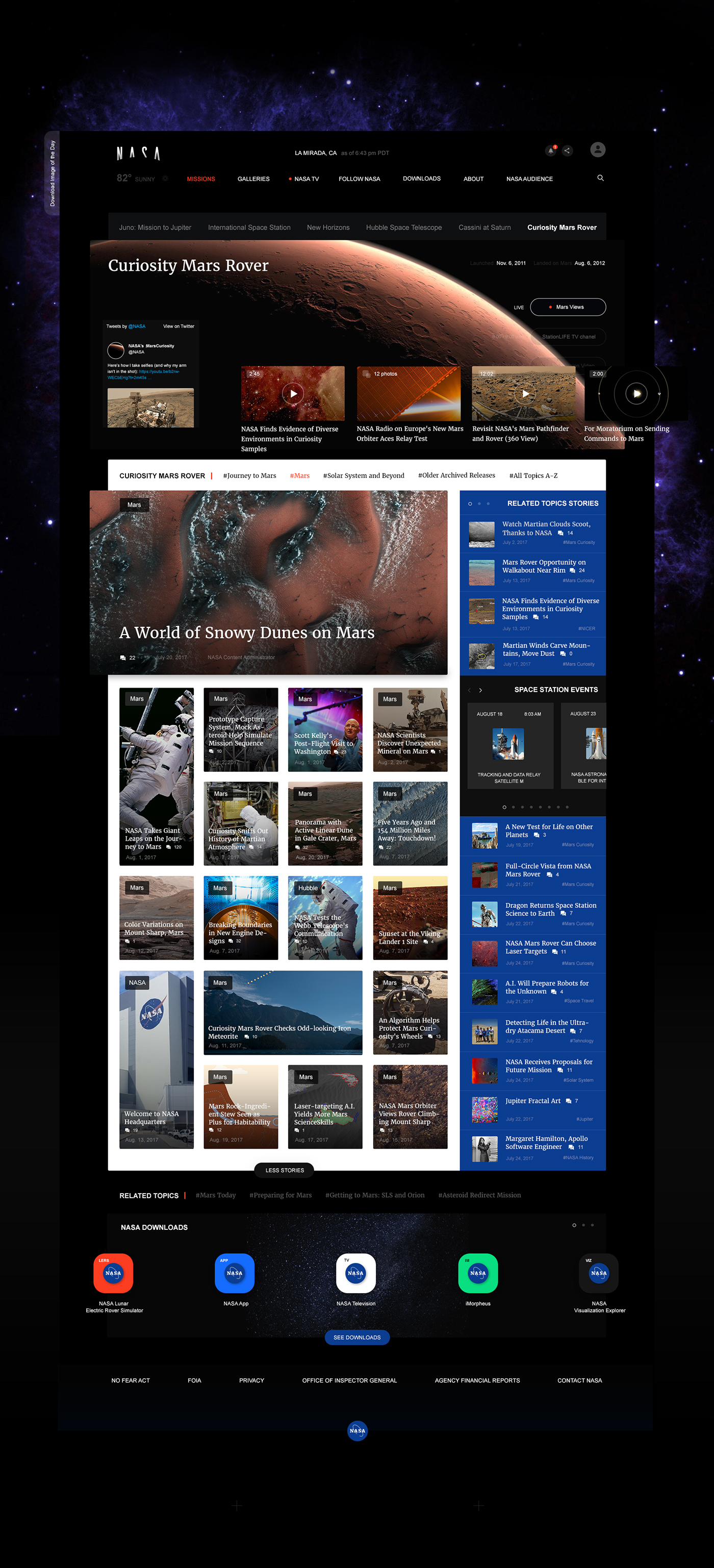 nasa international space station mars solar system UI ux web-design Web-site redesign Space 