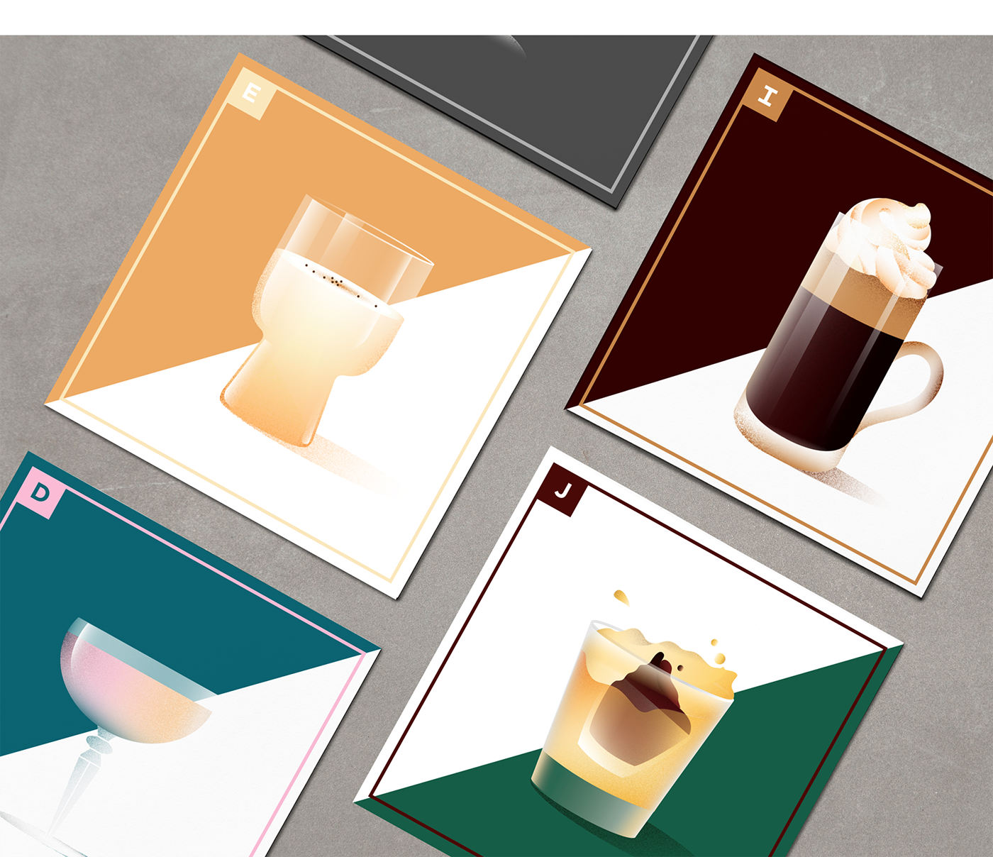 cocktail digital illustration alphabet graphic gift set type typedesign