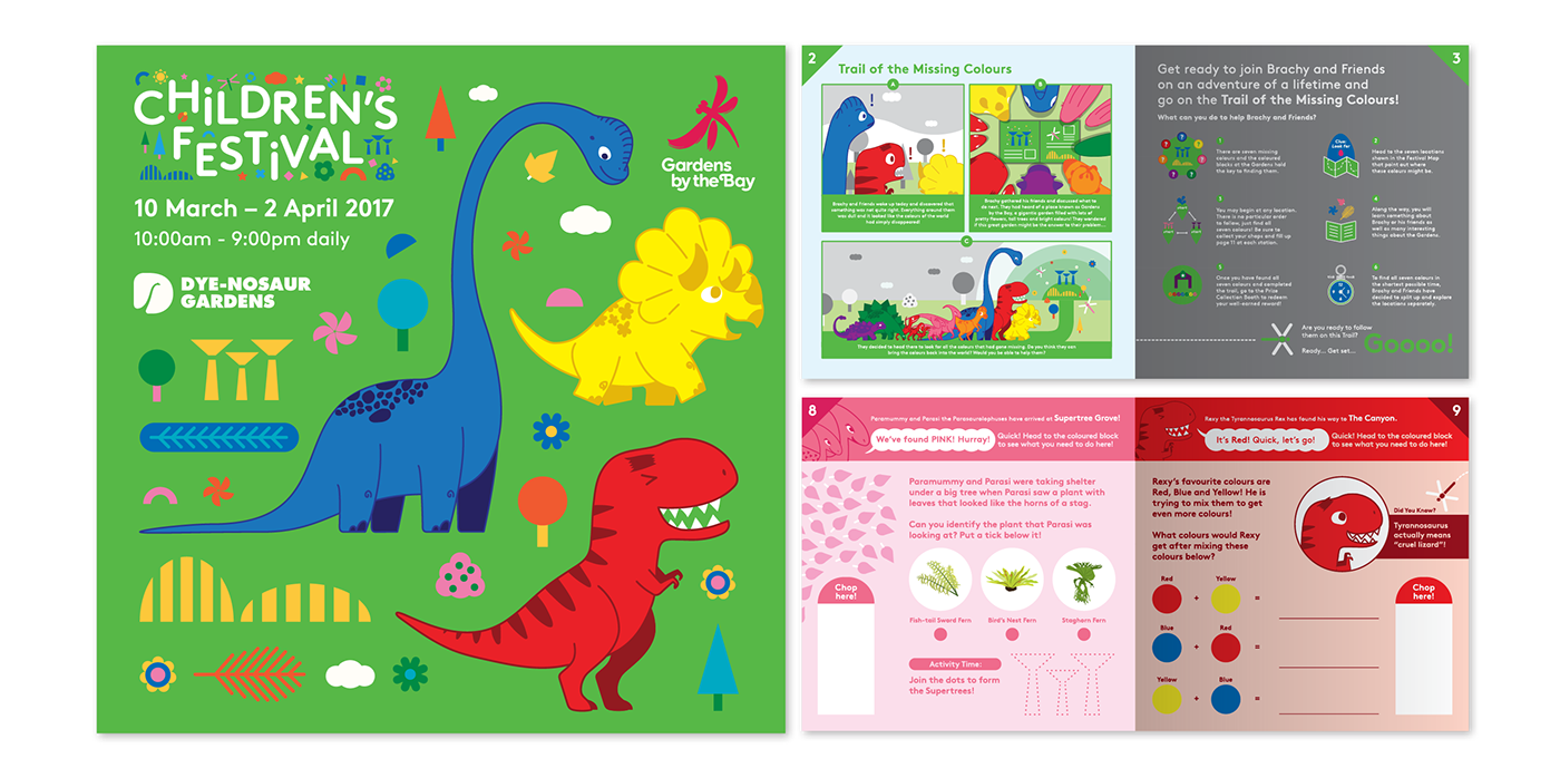dinosaurs children colours Fun installations interactive character designs rainbow family happy