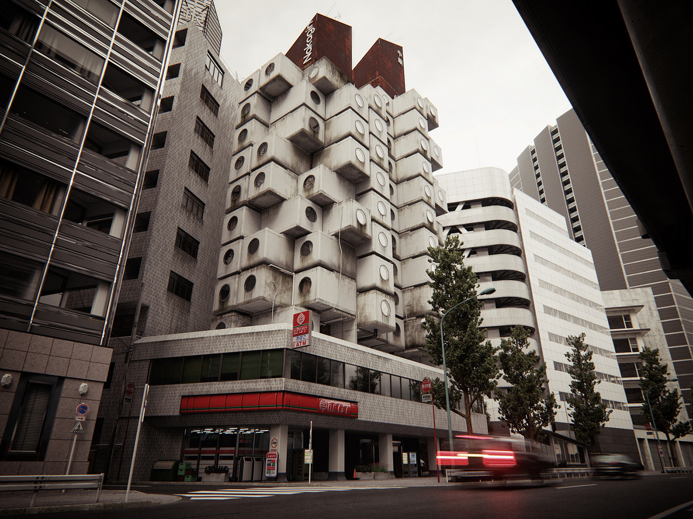 Nakagin tokyo CGI 3ds max V-ray Kurokawa japan