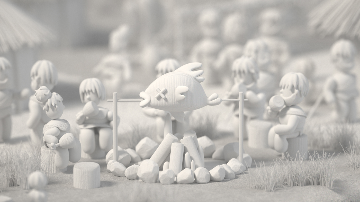 3D characters prehistoric c4d cinema 4d stylized Miniature cute Playful