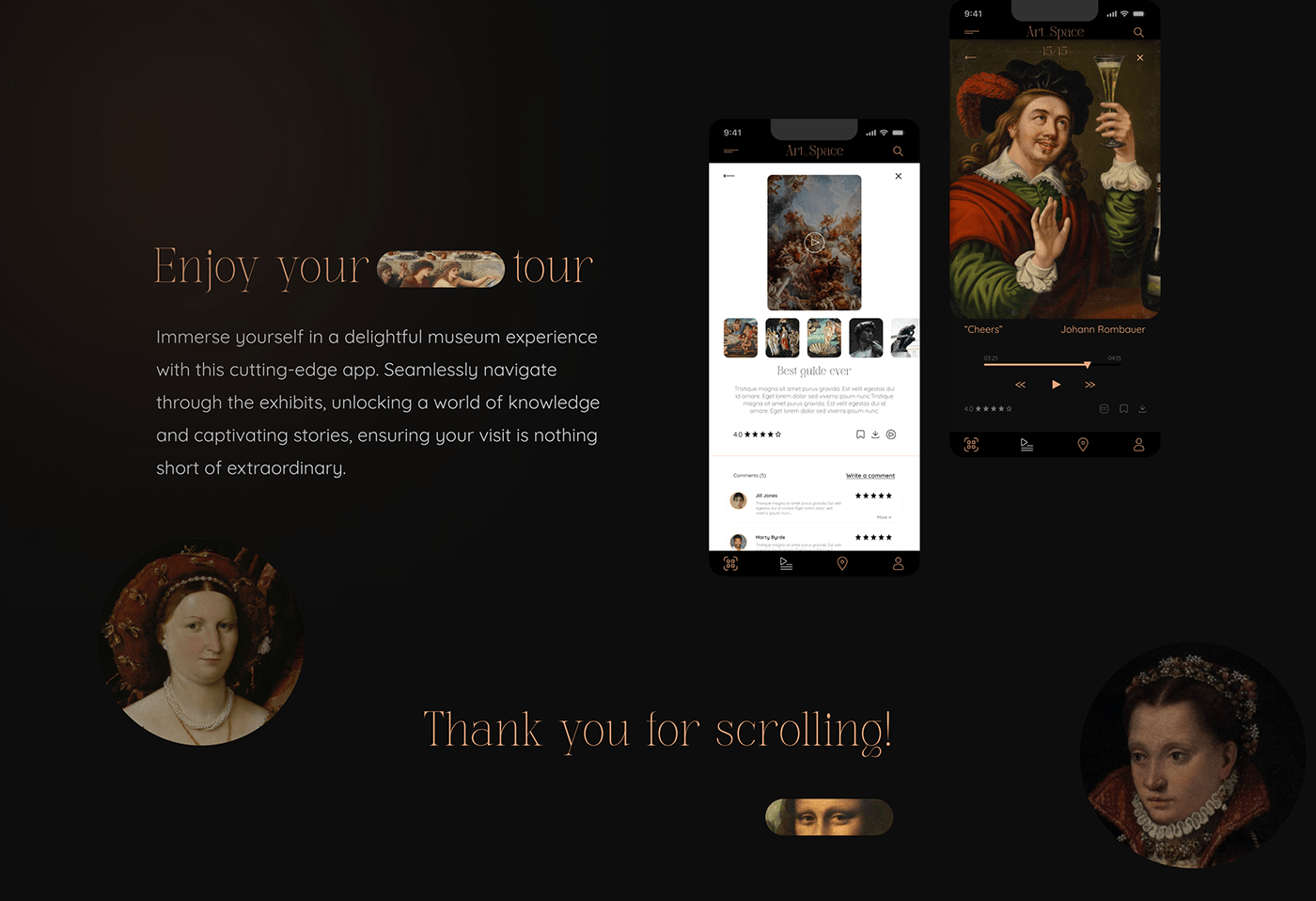ux/ui Mobile app app design art museum gallery Guide application Figma audioguide