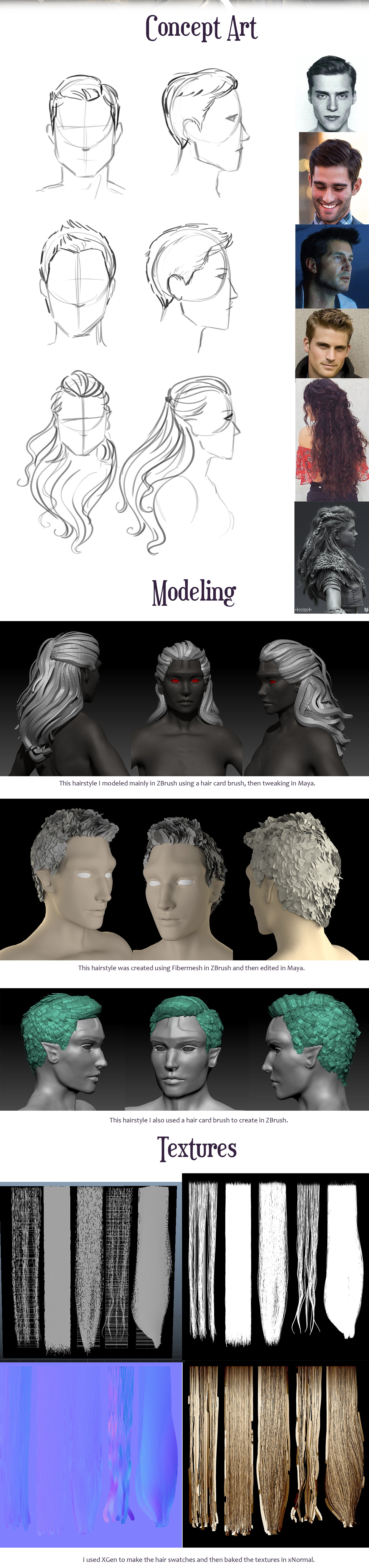 hair hairstyles hairstyling hair cards 3D model grooming Xgen game ready