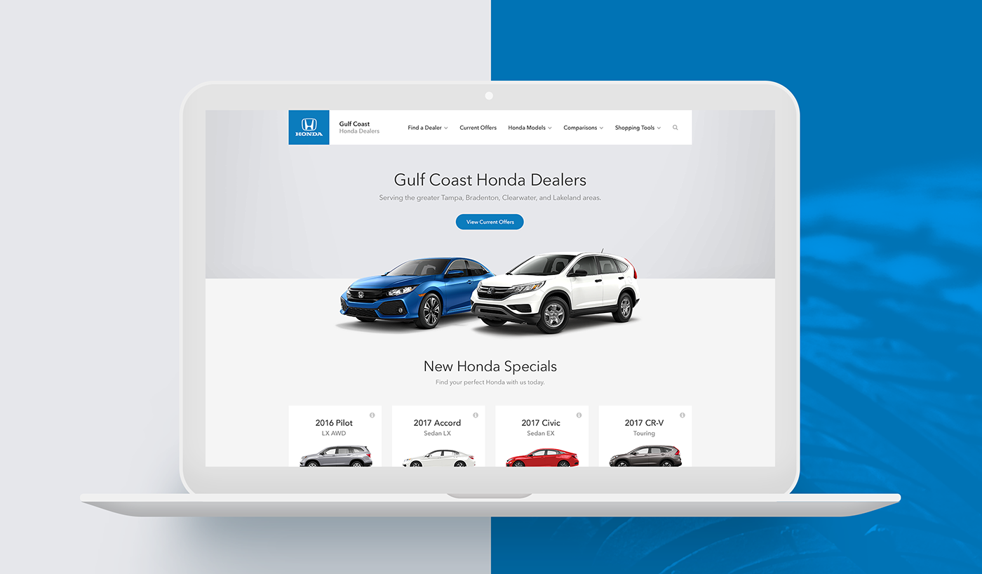 UI ux mobile Honda Website Gulf Coast automotive   Cars