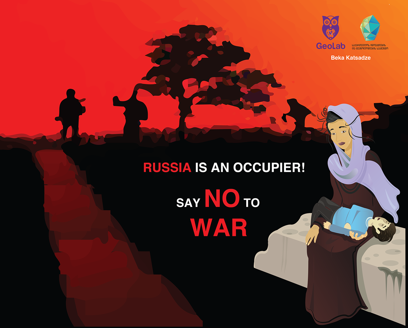 adobe illustrator photoshop Russia War Occupier Digital Art  black White poster