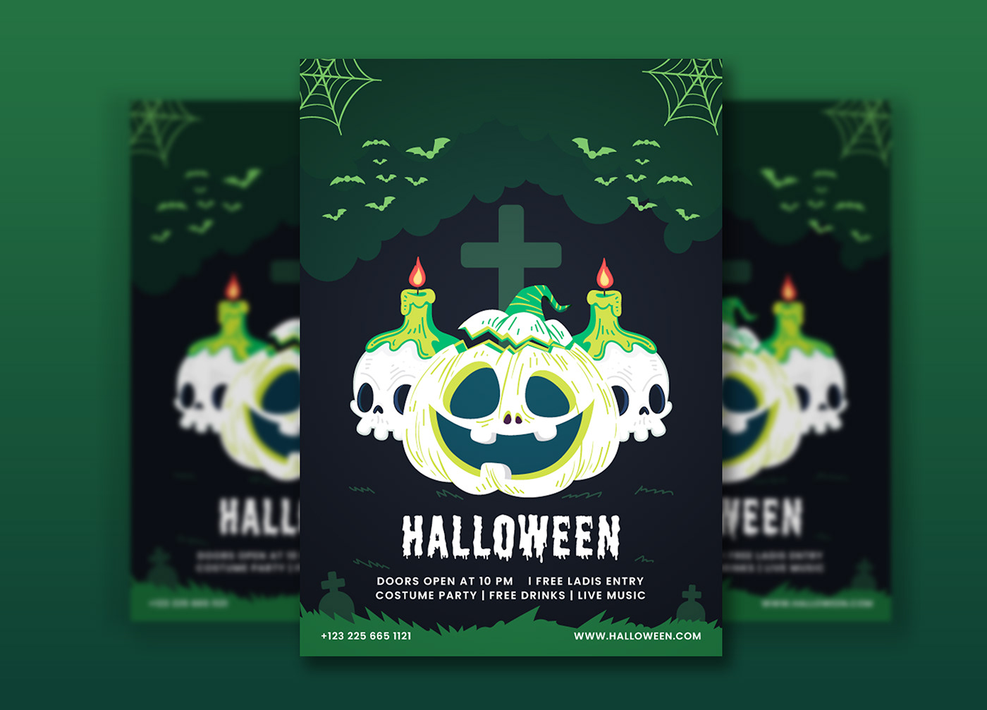 HALLOWEEN PARTY FLYER Event Card Design Halloween party night party flyer DJ Club FREE flyer psd template flyer mockup free halloween evevt card halloween invetition card