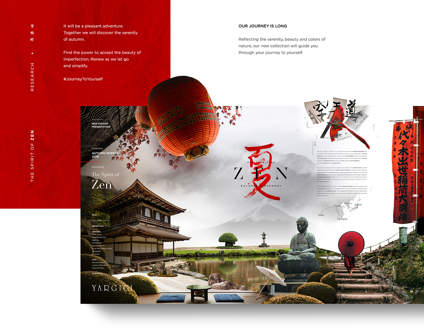 zen japanese Fashion  decoration art direction  editorial UI/UX Design Lookbook Catalogue autumn/winter