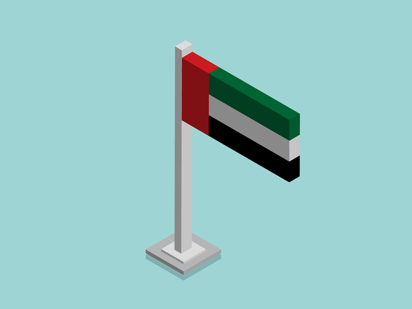 Bahrain dubai flag Isometric Kuwait Qatar Saudi Arabia UAE