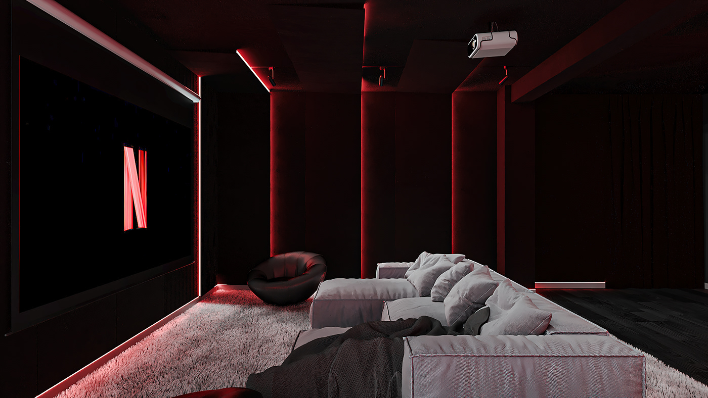 3dsmax Behance Cinema corona CoronaRender  Cyberpunk design Interior livingroom Render