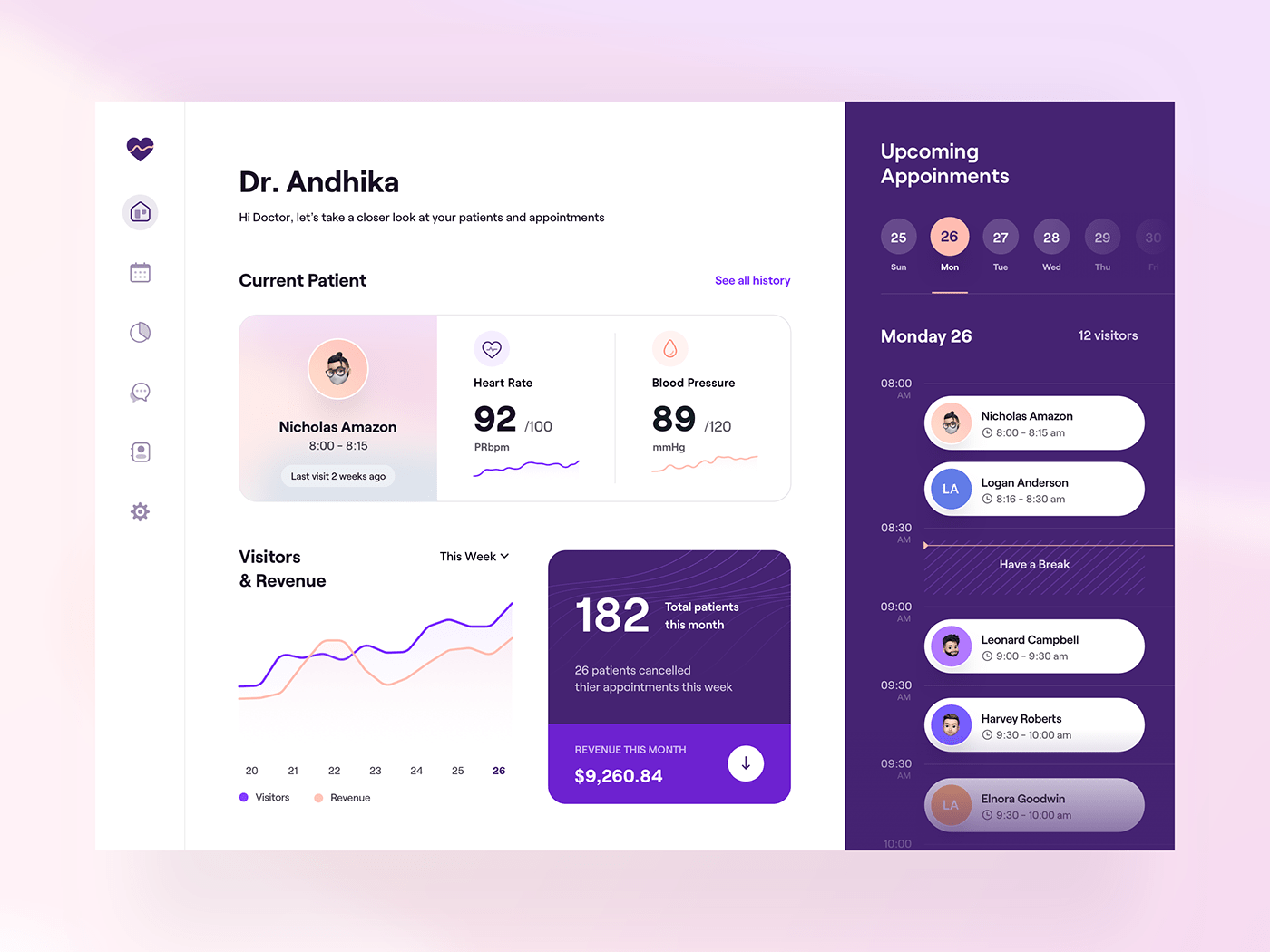 clean dashboard Doctor Software manage booking app manage patients Mobile UI scheduling ui design uiux