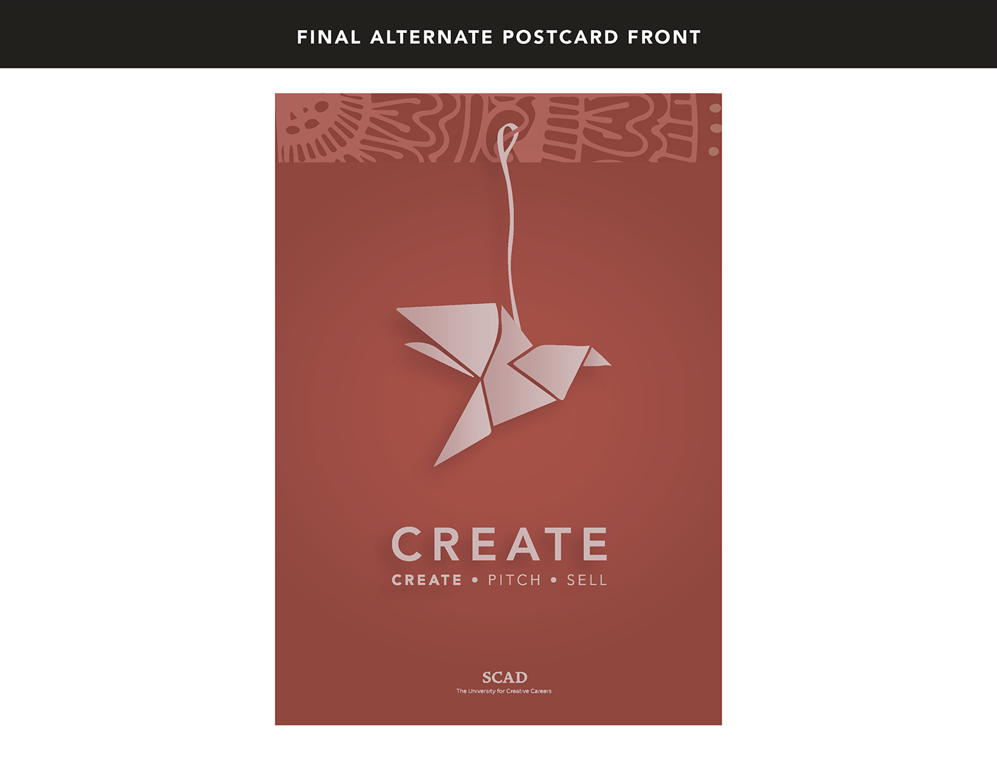 poster postcard SCAD Create pitch sell