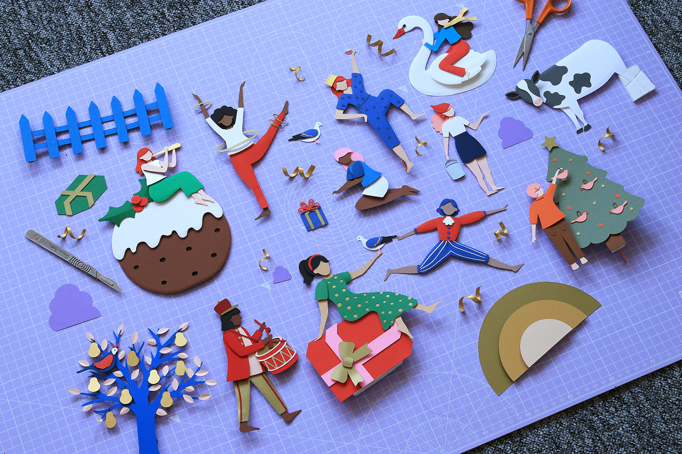 art direction  Character design  Christmas christmas illustration craft ILLUSTRATION  paper art papercraft personal project Photography 