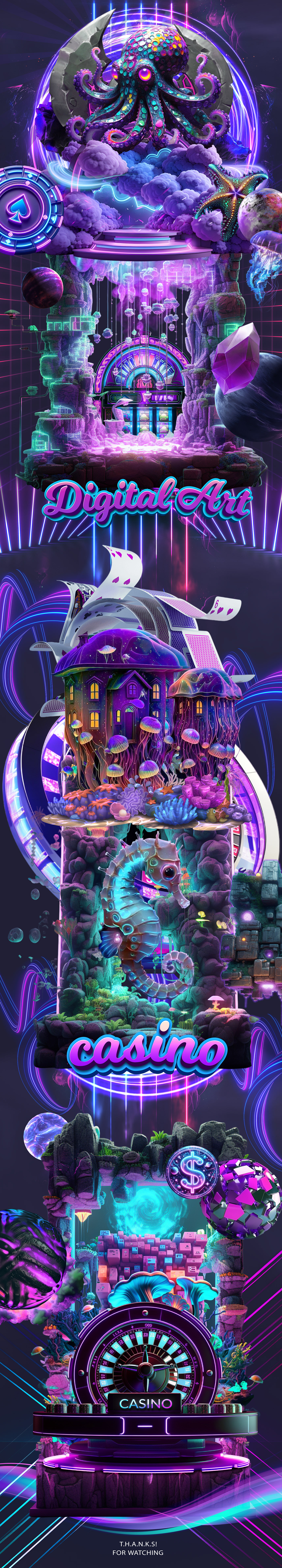 Best Digital Art , Underwater Ocean Casino Game Design