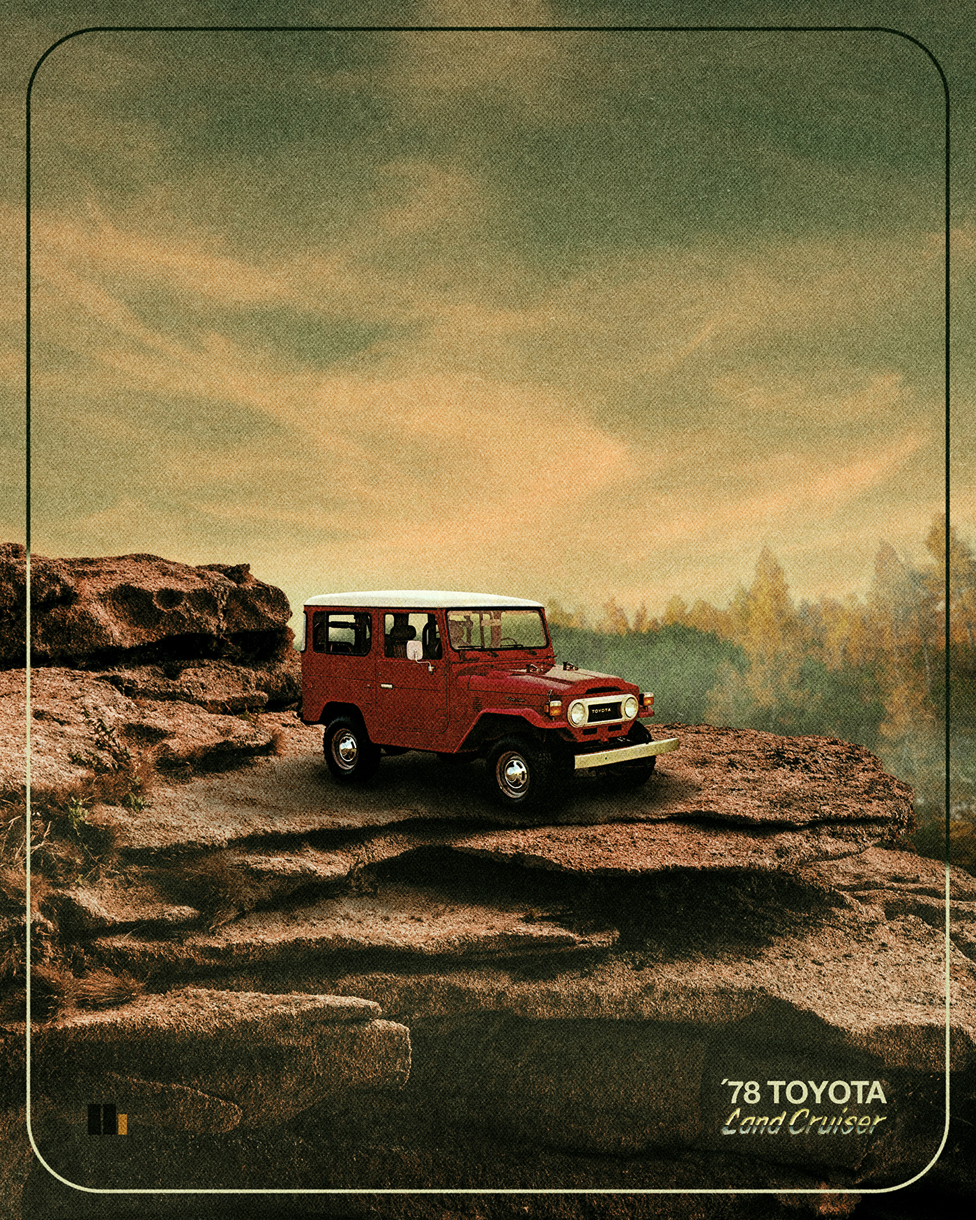car toyota Land Cruiser Motor photoshop vintage