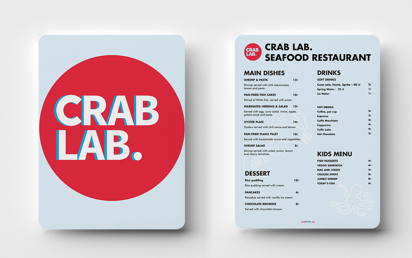 student brand identity seafood crab fish shrimp Food  red blue