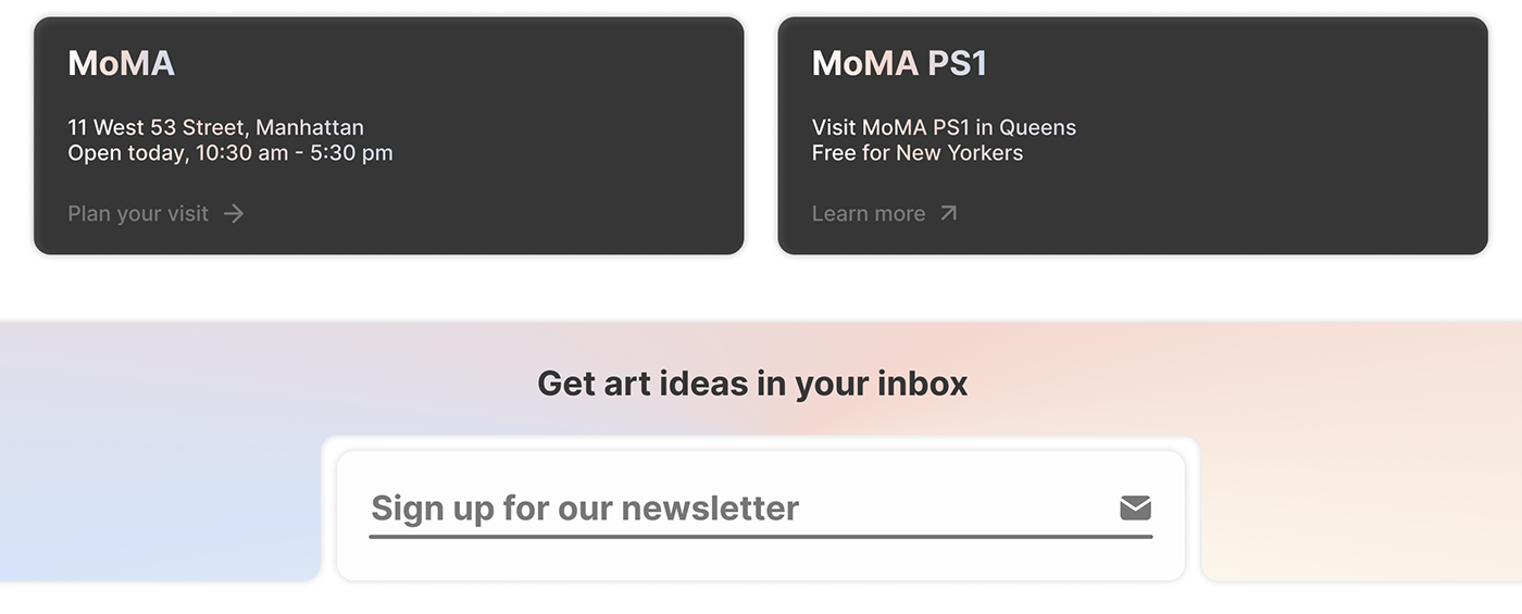 moma art landing page Website UI/UX Figma ui design design museum
