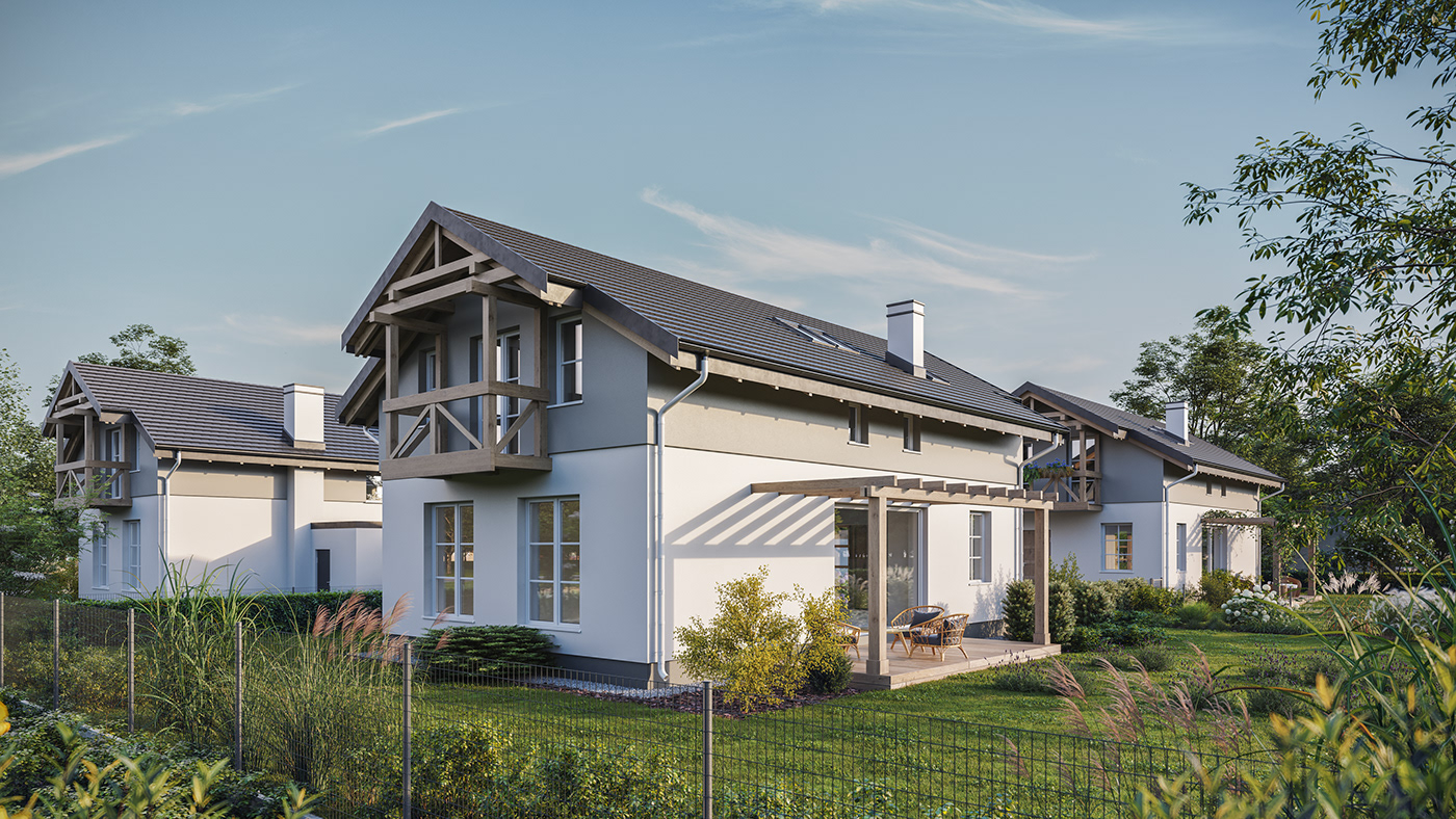 CGI exterior visualization corona residential house