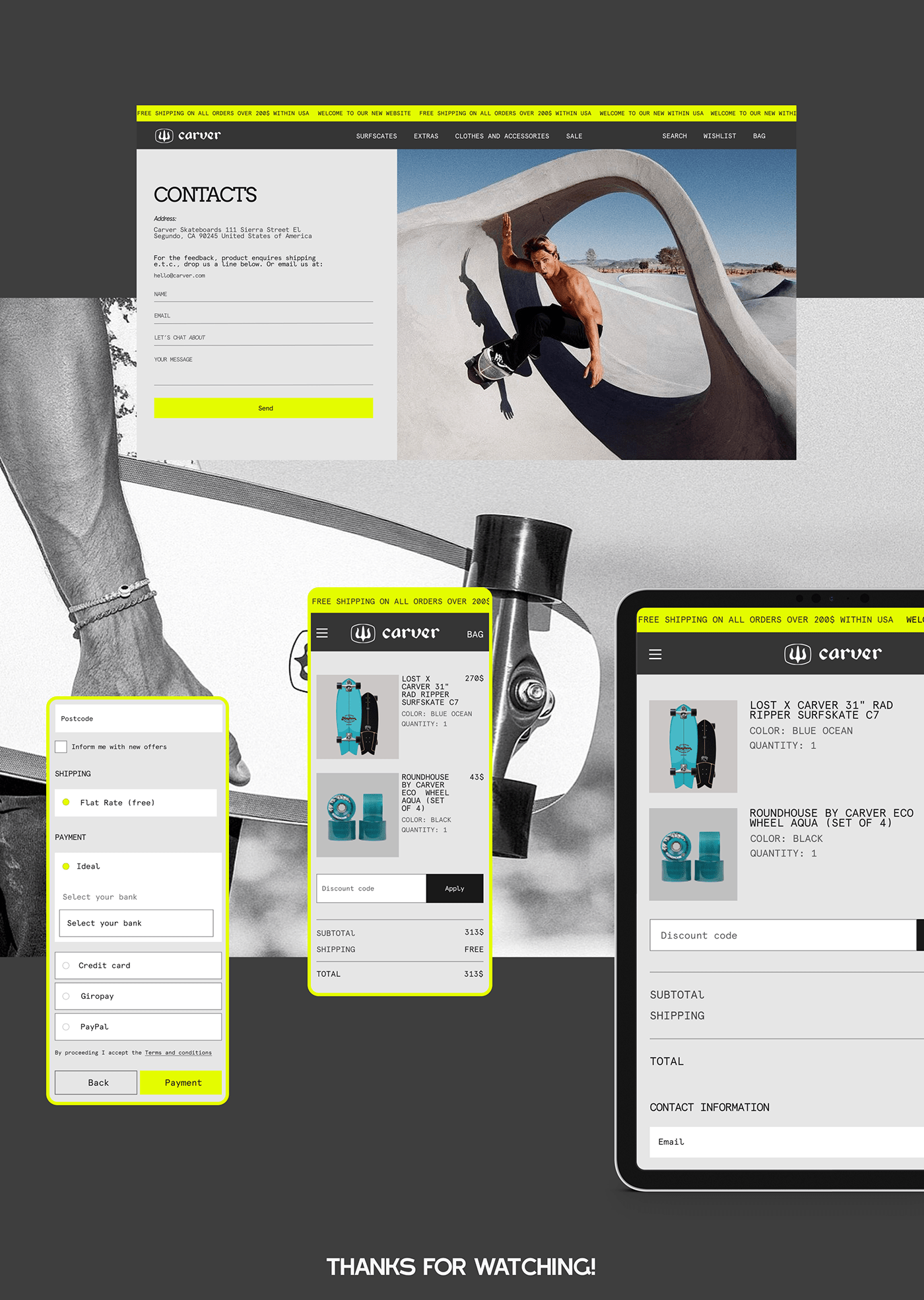 e-commerce Ecommerce shop skate skateboard store UI ux Web Design  Website