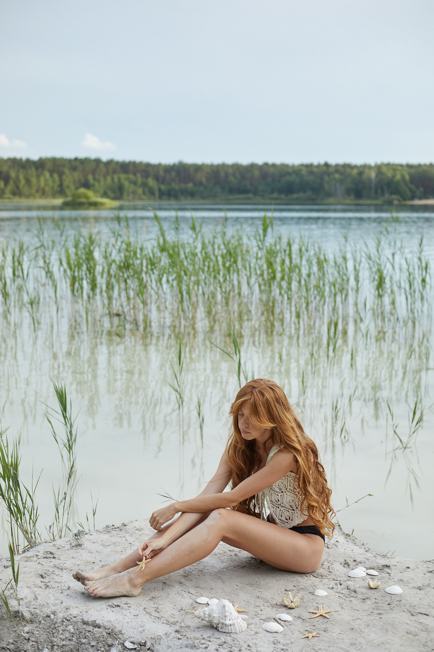 artphotography clay lake lakephotography Photography  photoshoot readhead seastar woman